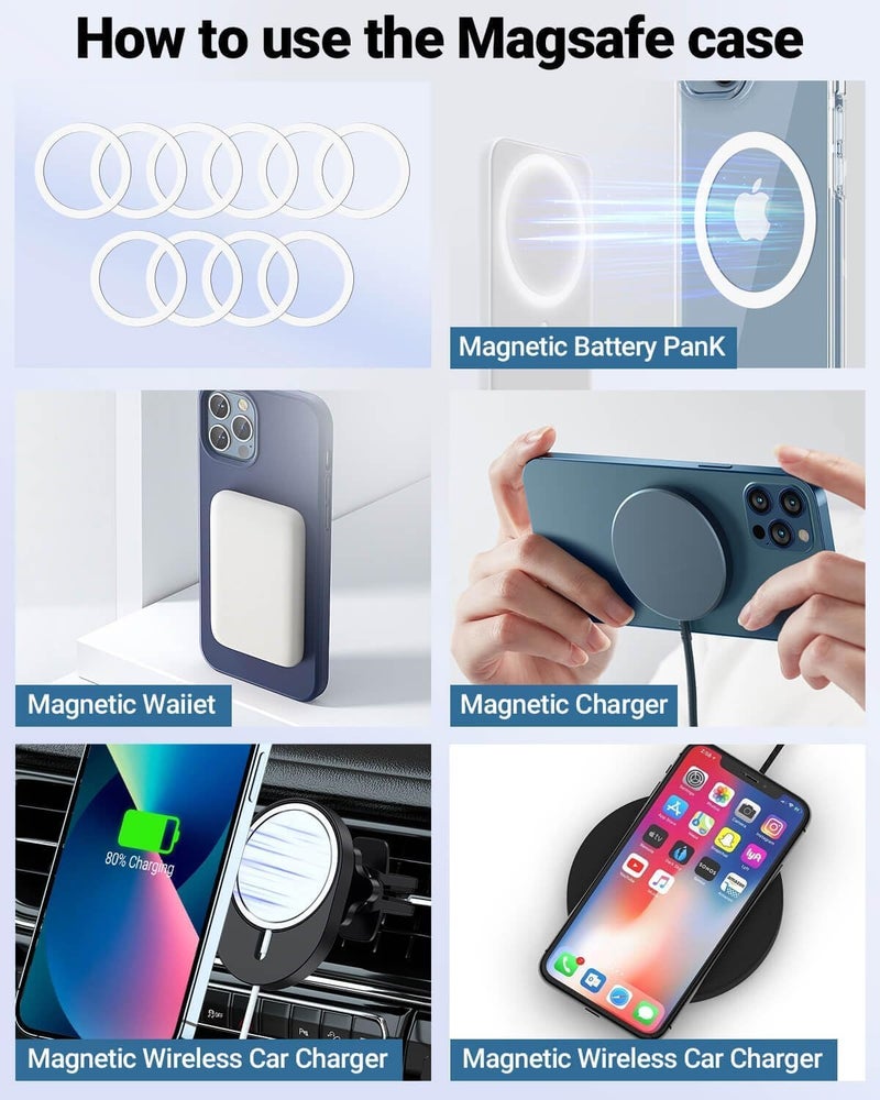 KALAPOP for Magsafe Ring 10PCS-Ultra Thin(0.4mm)-Universal Metal Rings Sticker Compatible with iPhone 17/Air/16/15/14/13/12 Series,Samsung Galaxy,Google Pixel Series - White - Image 2
